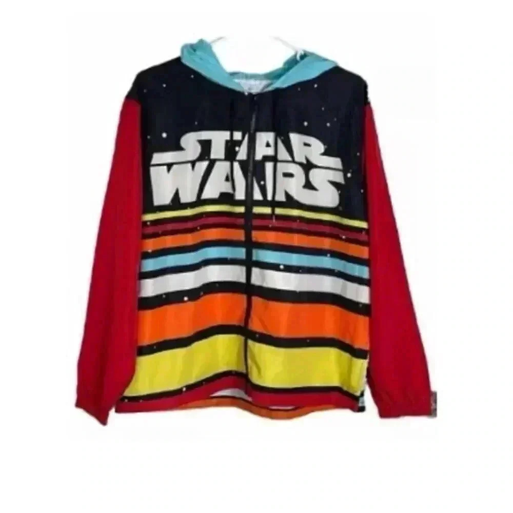 Disney Parks Star Wars Retro Hooded Hoodie Windbreaker Jacket Adult xl b37